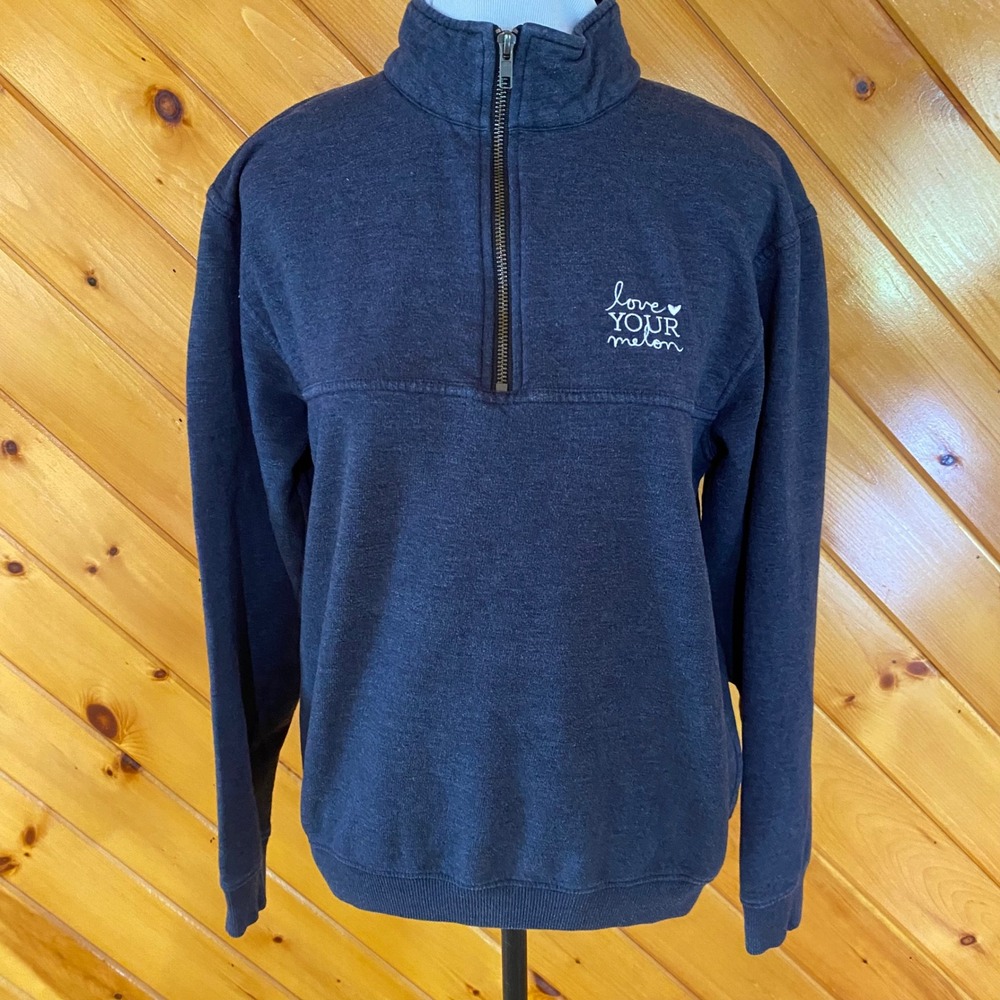 Love Your Melon Women's Blue's Heather Quarter Zip Fleece Pullover Medium